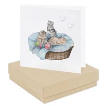 Load image into Gallery viewer, Sterling Silver Cat Shaped Stud Earrings Card