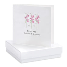 Load image into Gallery viewer, ‘Sweet Pea Kindness & Gratitude’ Sterling Silver Crystal Stud Earrings Card