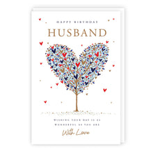 Load image into Gallery viewer, Husband Heart Tree Birthday Card