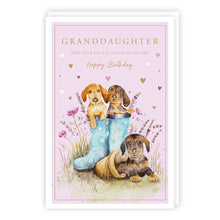 Load image into Gallery viewer, Granddaughter Puppies in Wellies Birthday Card