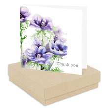 Load image into Gallery viewer, ‘Thank You’ Anenomies Sterling Silver Purple Crystal Stud Earrings Card