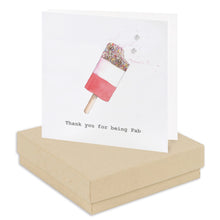 Load image into Gallery viewer, ‘Thankyou For Being Fab’ Fab Ice Cream Sterling Silver Crystal Stud Earrings Card