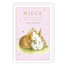Load image into Gallery viewer, Guinea Pig And Rabbit Niece Birthday Card