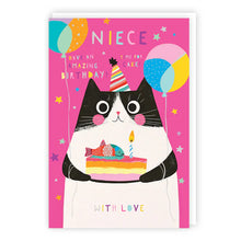 Load image into Gallery viewer, Party Cat Niece Birthday Card