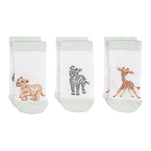 Load image into Gallery viewer, ‘ Little Savannah African Animal’ Bamboo Baby 0-6 months Socks by Wrendale Designs