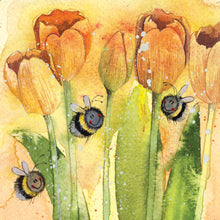 Load image into Gallery viewer, Bees And Tulips Blank Card