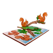 Load image into Gallery viewer, Squirrel 3D Pop Up Wooden Postcard