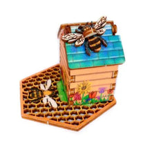 Load image into Gallery viewer, Bee Hive 3D Pop Up Wooden Postcard