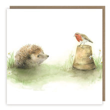 Load image into Gallery viewer, Garden Friends Hedgehog & Robin Card
