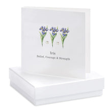 Load image into Gallery viewer, ‘Iris Belief, Courage &amp; Strength’ Sterling Silver Crystal Stud Earrings Card
