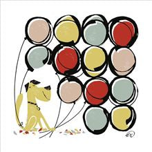 Dog with Balloons Blank Card