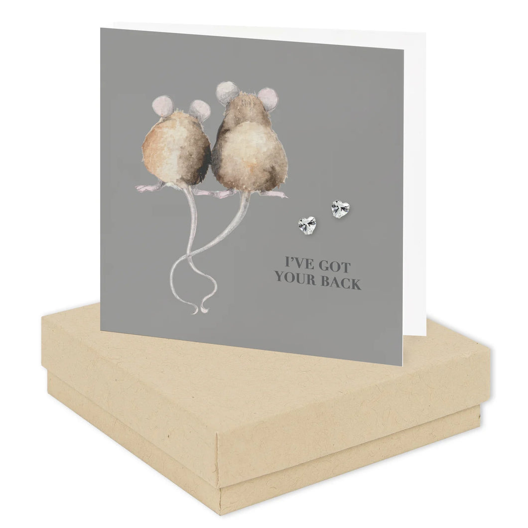 ‘I’ve Got Your Back’ Boxed Mice Earring Card