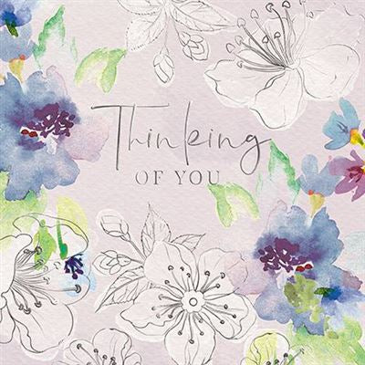 Watercolour Pastel Florals Thinking Of You Card