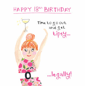Legally Tipsy 18th Birthday Card