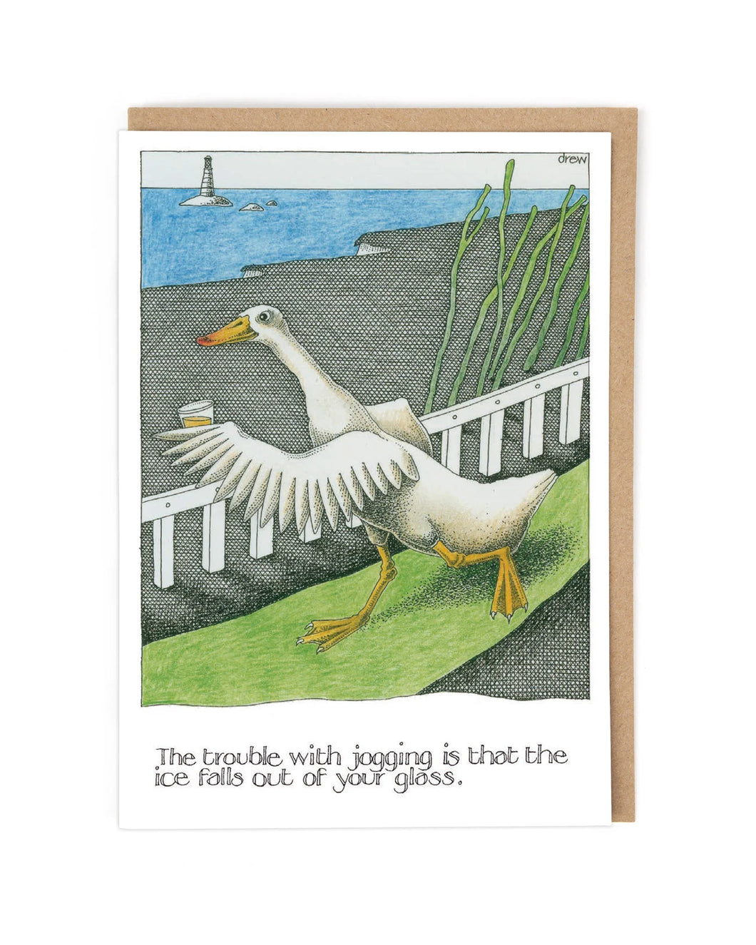 “Jogging” Running Duck Humour  Greeting Card by Simon Drew