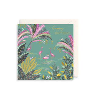 Flamingos & Palms Birthday Card by Sara Miller