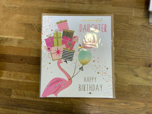 Flamingo Wonderful Daughter Birthday Card