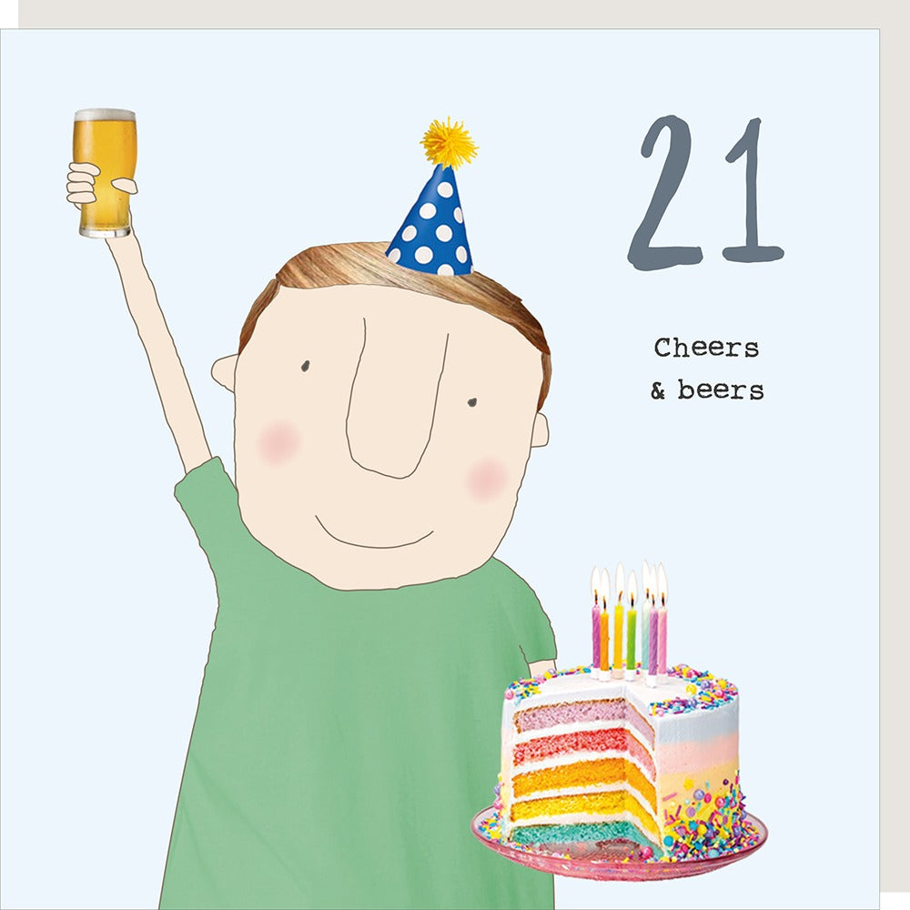 Cheers & Beers 21st Birthday Card By RosieMadeAThing