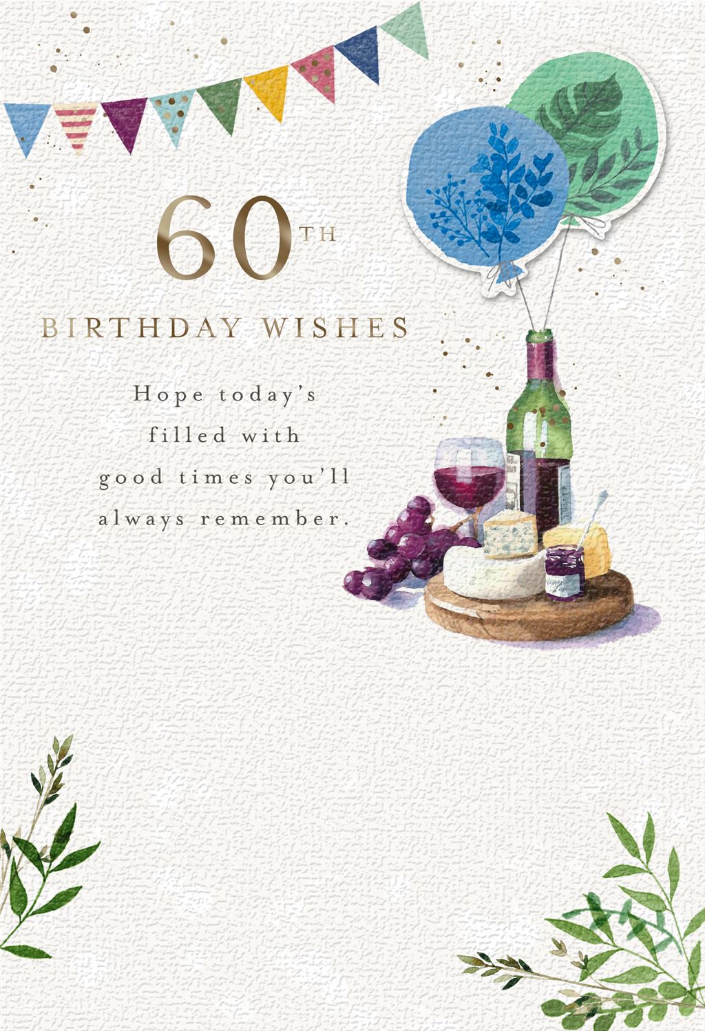 Red Wine & Cheese Board 60th Birthday Card