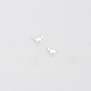 Sterling Silver Cat Shaped Stud Earrings Card