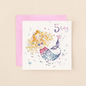 Mermaid 5th  Birthday Card