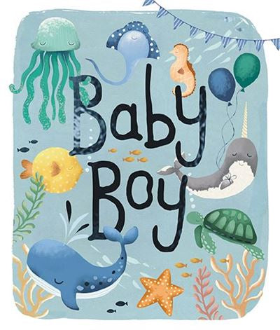 Underwater Animals Baby Boy Card