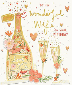 Wonderful Wife Wine Bottle Birthday Card