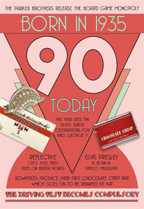 Born In 1935 - 90th Birthday Card