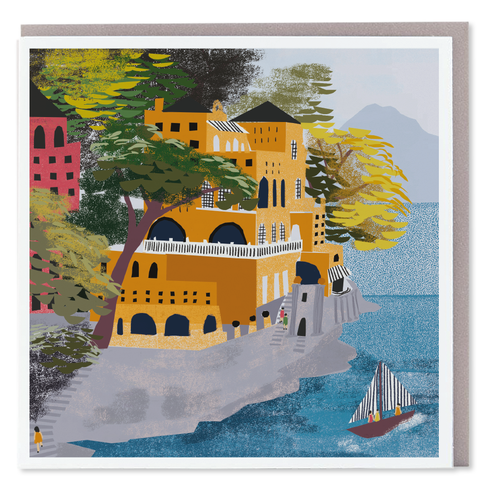 Portofino Painted Scene Blank Card