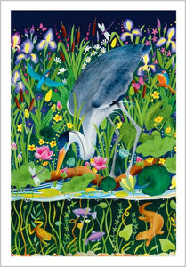 Heron Fishing Blank Card