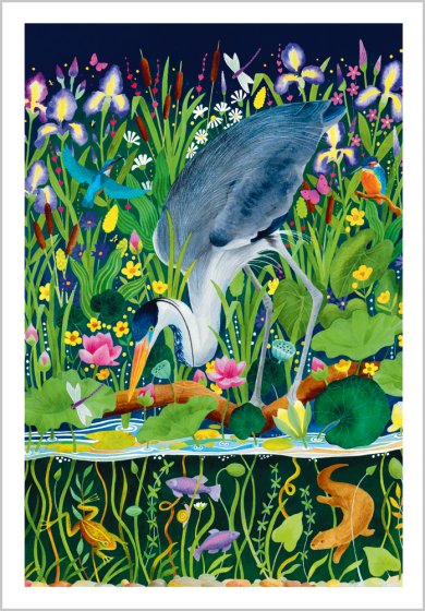 Heron Fishing Blank Card