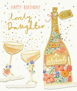 Lovely Daughter Wine Bottle Birthday Card