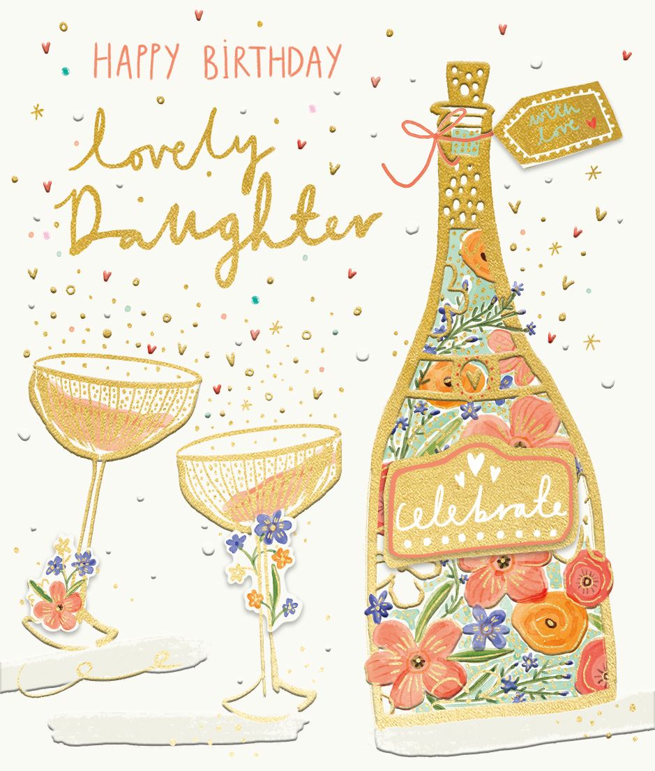 Lovely Daughter Wine Bottle Birthday Card