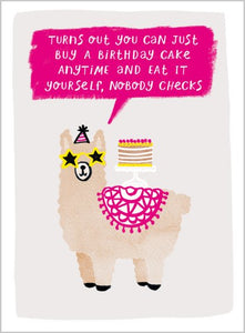 Birthday Cake Llama Birthday Card