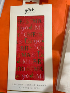 Red Merry Christmas Luxury Tissue Paper