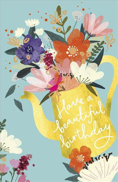 Jug of Flowers Birthday Card