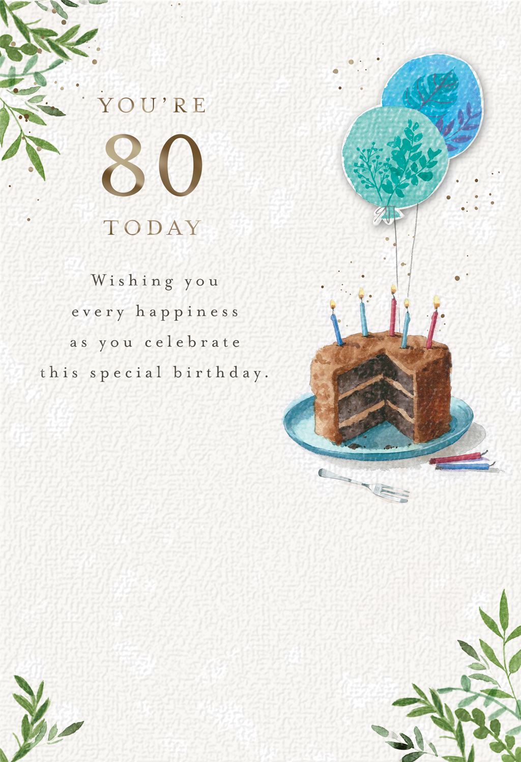 Chocolate Cake 80th Birthday Card