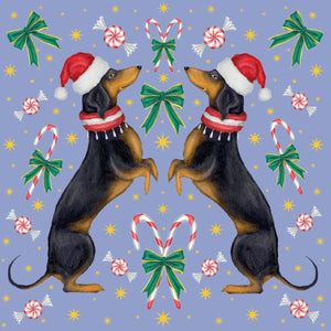 Daschunds Pack Of 5 Christmas Cards