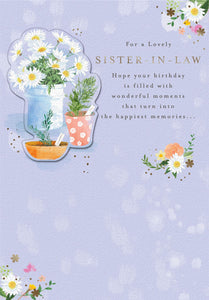Pot Of Daisies Sister-In-Law Birthday Card