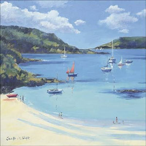Sail Boats In The Bay Blank Card