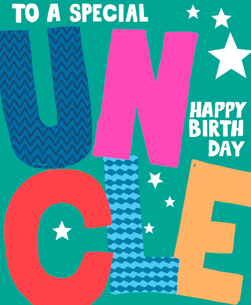 Big Letters Uncle Birthday Card