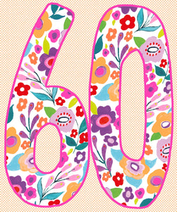 Pink Floral 60th Birthday Card