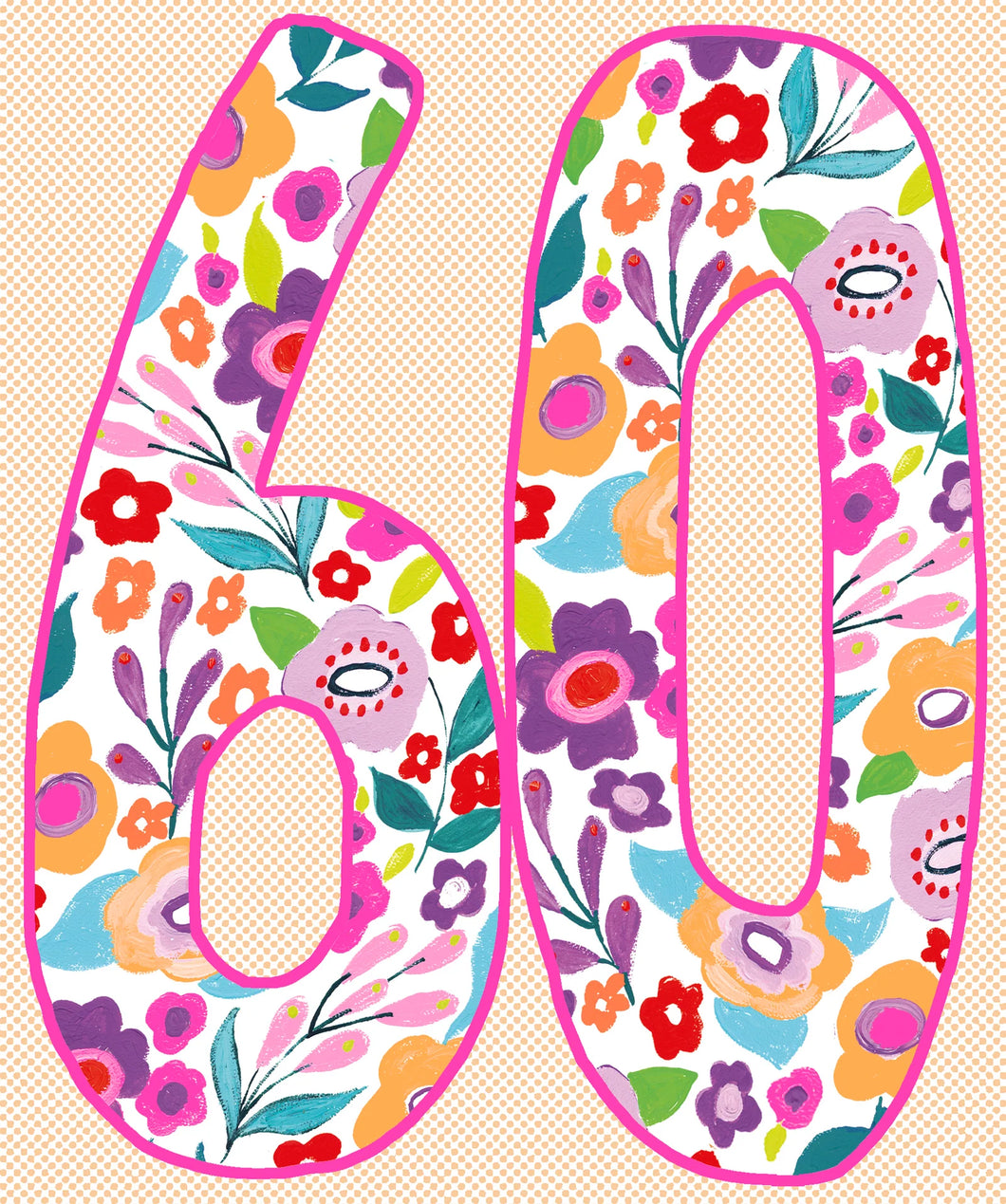 Pink Floral 60th Birthday Card