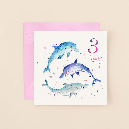 Dolphin 3rd Birthday Card