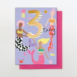 Mermaids 3rd Birthday Card