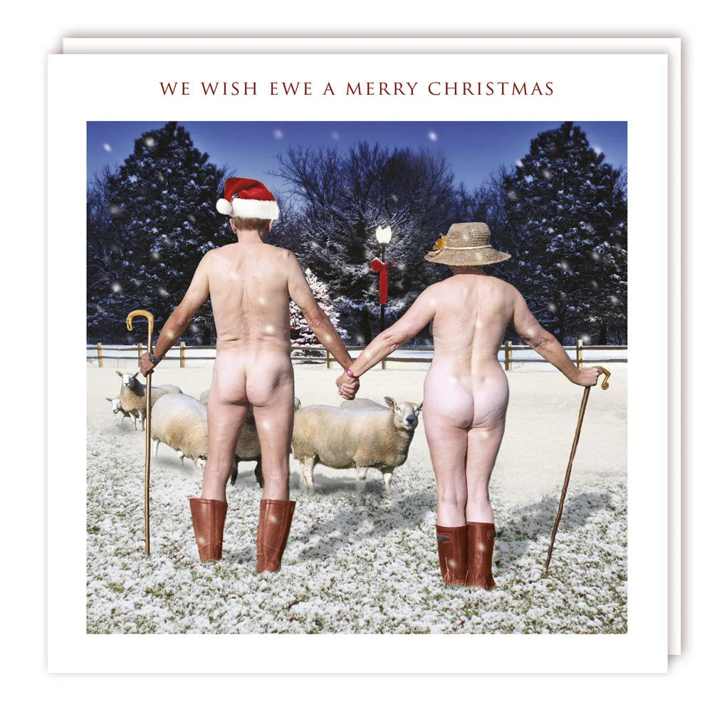 Naked Couple Ewes Christmas Card