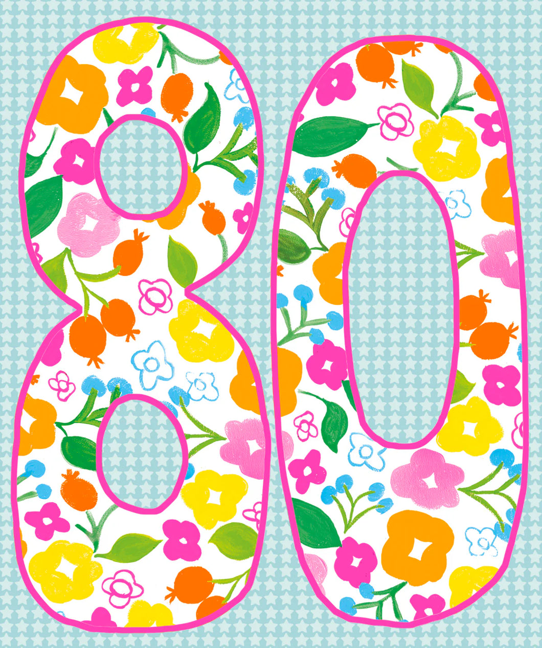 Pink Florals 80th Birthday Card