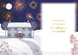 Snowy Cottage Happy New Year Card