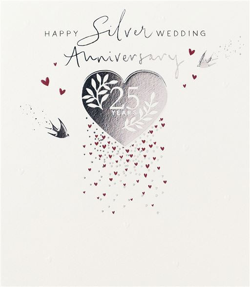Silver 25th Wedding Anniversary Card