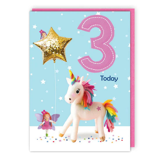 Unicorn 3rd Birthday Card